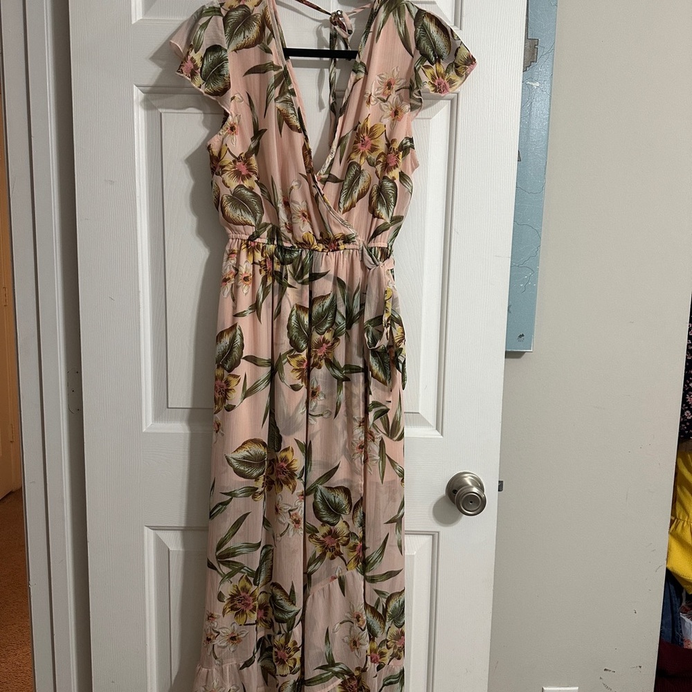 Band of Gypsies Pink Floral Maxi Dress